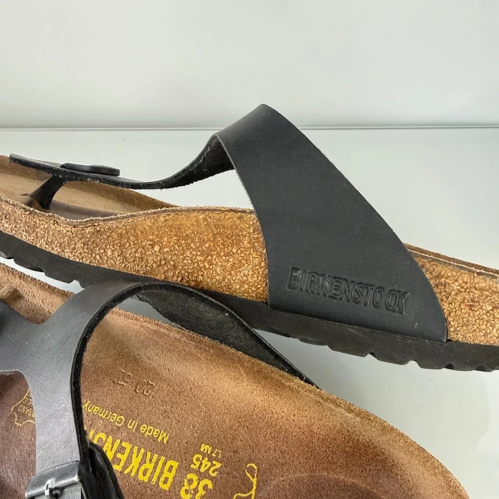Birkenstock Gizeh Sandals Women 38 Black Birko-Flor Thong Buckle 12146